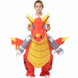 Halloween Funny Child Inflatable Res Fire Riding Dragon Mascot Costume Air Blow-up Suit Carnival Party  Halloween Funny Child Inflatable Res Fire Riding Dragon Mascot Costume Air Blow-up Suit Carnival Party