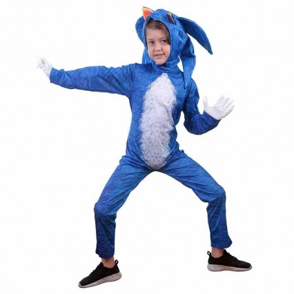 Kids Blue The Hedgehog Cosplay Jumpsuit Halloween Party Costumes Kids Blue The Hedgehog Cosplay Jumpsuit Halloween Party Costumes