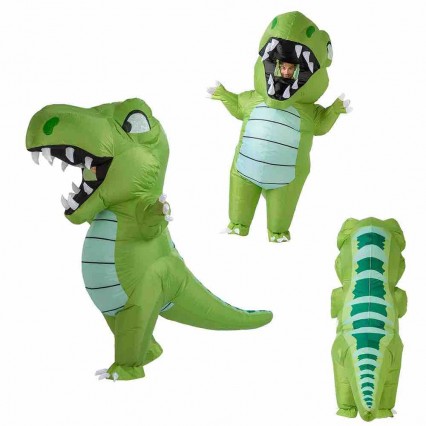 Adult Funny Big Dinosaur Green T- Rex Cosplay Blow-up Full Body Suit Halloween Carnival Party Costume Adult Funny Big Dinosaur Green T- Rex Cosplay Blow-up Full Body Suit Halloween Carnival Party Costume