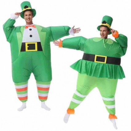 Adults Funny Green Irish Leprechaun Suit Dress Air Blow-up Cosplay St. Patrick's Day Party Inflatable Costume Adults Funny Green Irish Leprechaun Suit Dress Air Blow-up Cosplay St. Patrick's Day Party Inflatable Costume