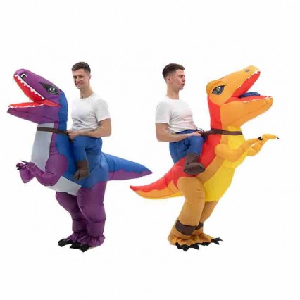 Cycling Velociraptor Halloween Cosplay Party Performance Props Adult T-Rex Inflatable Dinosaur Costume Animal Inflatable Suit Cycling Velociraptor Halloween Cosplay Party Performance Props Adult T-Rex Inflatable Dinosaur Costume Animal Inflatable Suit