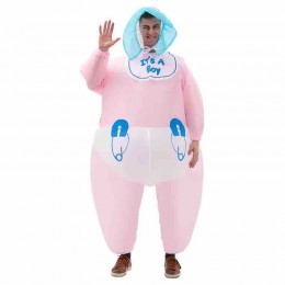 Inflatable Baby Costume for Adult Funny Halloween Blow up Costume Baby Shower Gender Reveal Party Festivities Inflatable Suit