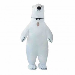 High Quality White Bear Costume Inflatable Customized Animal Party Cosplay Advertising Polar Bear Inflatable Costume For Adults  High Quality White Bear Costume Inflatable Customized Animal Party Cosplay Advertising Polar Bear Inflatable Costume For Adults