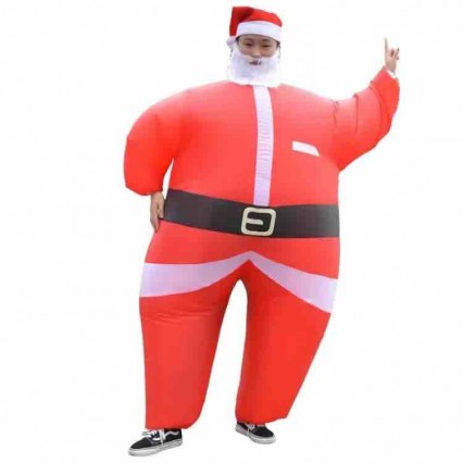 Inflatable Christmas Santa Claus Suit Funny Blow Up Christmas Suit Fancy Cosplay Party Inflatable Costume with Beard and Hat Inflatable Christmas Santa Claus Suit Funny Blow Up Christmas Suit Fancy Cosplay Party Inflatable Costume with Beard and Hat