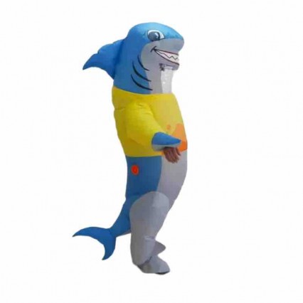 Adult Inflatable Shark Costume Funny Realistic Blue Shark Blow-up Costume Full Body Deluxe Halloween Animal Inflatable Costume Adult Inflatable Shark Costume Funny Realistic Blue Shark Blow-up Costume Full Body Deluxe Halloween Animal Inflatable Costume