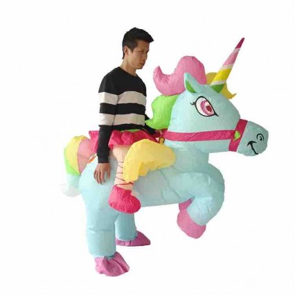 Inflatable Sky Blue Unicorn Costume Adult Onesie Party Halloween Cosplay Blow Up Animal Costume Customized Inflatable Suit Inflatable Sky Blue Unicorn Costume Adult Onesie Party Halloween Cosplay Blow Up Animal Costume Customized Inflatable Suit