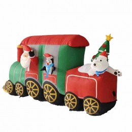 New Design Custom Christmas Indoor Outdoor Decoration Santa Penguin Polar bear on the Train Christmas Inflatable With Led Light  New Design Custom Christmas Indoor Outdoor Decoration Santa Penguin Polar bear on the Train Christmas Inflatable With Led Light
