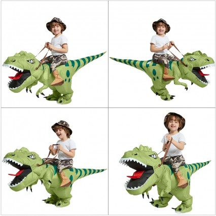 Riding Tyrannosaurus Dinosaur Halloween Party Cosplay Air Blow up Funny Fancy Inflatable Dinosaur Costume for Kids Adults Riding Tyrannosaurus Dinosaur Halloween Party Cosplay Air Blow up Funny Fancy Inflatable Dinosaur Costume for Kids Adults