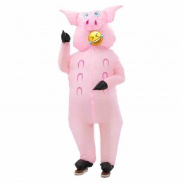 Adult Cosplay Animal Suit Mascot Costume Halloween Inflatable Suit Fat Cute Pink Pig Fancy Dress Inflatable Costume for Party  Adult Cosplay Animal Suit Mascot Costume Halloween Inflatable Suit Fat Cute Pink Pig Fancy Dress Inflatable Costume for Party