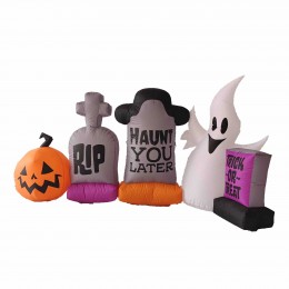Hot Sale Outdoor Inflatable Halloween Decoration Supplies White Ghost Pumpkin Advertising Halloween Inflatable With LED Lights  Hot Sale Outdoor Inflatable Halloween Decoration Supplies White Ghost Pumpkin Advertising Halloween Inflatable With LED Lights