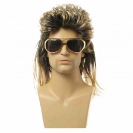 80s Heavy Metal Punk Curly Wig Party Parade Costume Hats Bright Multi-color European and American Style for Men  80s Heavy Metal Punk Curly Wig Party Parade Costume Hats Bright Multi-color European and American Style for Men