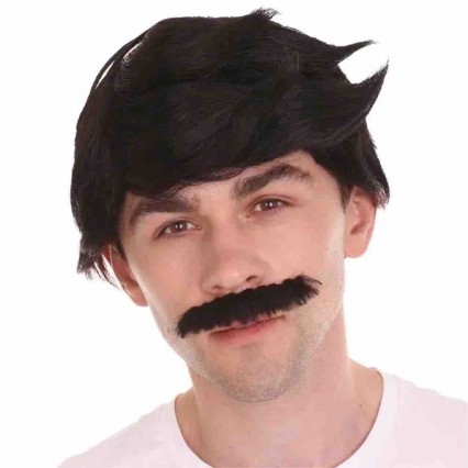 Cartoon Black Bold Wig with Mustache Set TV Movie Wigs for Role Play Costume Accessories Funny Wigs for Man Performance Wear Cartoon Black Bold Wig with Mustache Set TV Movie Wigs for Role Play Costume Accessories Funny Wigs for Man Performance Wear