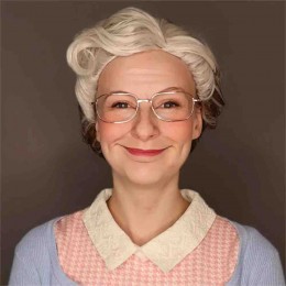 Grandma Inspired Grey Costume Wig Halloween Cosplay Wigs Funny Role Play wigs for Festival Holiday Supplies  Grandma Inspired Grey Costume Wig Halloween Cosplay Wigs Funny Role Play wigs for Festival Holiday Supplies