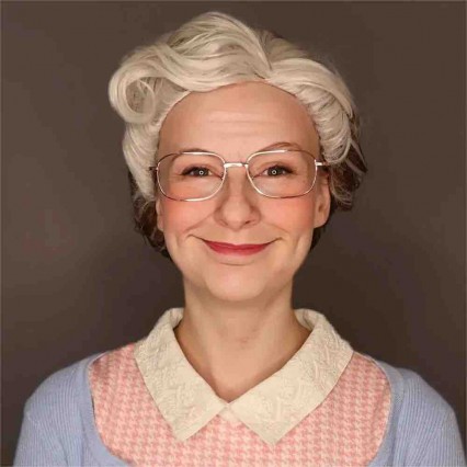 Grandma Inspired Grey Costume Wig Halloween Cosplay Wigs Funny Role Play wigs for Festival Holiday Supplies Grandma Inspired Grey Costume Wig Halloween Cosplay Wigs Funny Role Play wigs for Festival Holiday Supplies