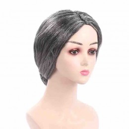 Halloween Grandma Wig Cover Middle-aged and Elderly Short Curly Hair Grey Grandpa and Grandma Performance Headgear  Halloween Grandma Wig Cover Middle-aged and Elderly Short Curly Hair Grey Grandpa and Grandma Performance Headgear