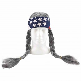 Hippie Willie Unisex Wig Cowboy Country Braid Wig USA Bandana Cosplay Costume Wig Party Music Festival Role Play Head Accessory  Hippie Willie Unisex Wig Cowboy Country Braid Wig USA Bandana Cosplay Costume Wig Party Music Festival Role Play Head Accessory