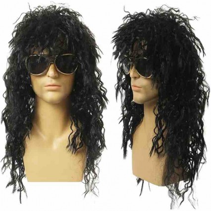 Men's Retro Wavy Curly Wig 100% Brand New Heat Resistant Fiber Black Natural Soft Smooth 80s Makeup Ball Dress Up Halloween Men's Retro Wavy Curly Wig 100% Brand New Heat Resistant Fiber Black Natural Soft Smooth 80s Makeup Ball Dress Up Halloween