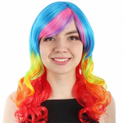Rainbow Dash Wig Multicolor Character Cosplay Halloween Curly Hair Wig Pride Day Party Wigs Festival Parade Supplies Rainbow Dash Wig Multicolor Character Cosplay Halloween Curly Hair Wig Pride Day Party Wigs Festival Parade Supplies