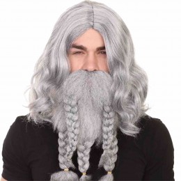 Cosplay Halloween Wig Adult Men Pirate Wig and Beard Set Synthetic Fiber Wigs Party Supplies  Cosplay Halloween Wig Adult Men Pirate Wig and Beard Set Synthetic Fiber Wigs Party Supplies