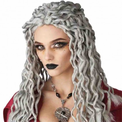 Gray Crinkle Dreads Wig Halloween Party Costume Wig Gray Crinkle Dreads Wig Halloween Party Costume Wig