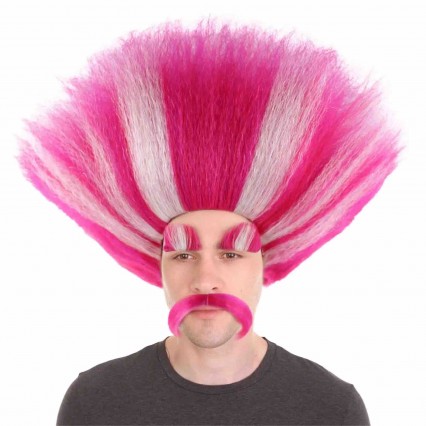 King Troll Wig with Eyebrows and Mustache Cosplay Party Halloween Wig King Troll Wig with Eyebrows and Mustache Cosplay Party Halloween Wig