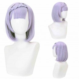 Purple Short Hair Split Braid Detachable Cosplay Wig Party Dress Up Wig  Purple Short Hair Split Braid Detachable Cosplay Wig Party Dress Up Wig