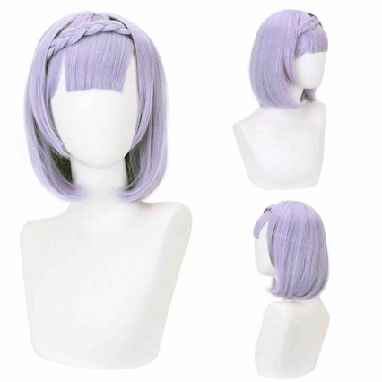 Purple Short Hair Split Braid Detachable Cosplay Wig Party Dress Up Wig Purple Short Hair Split Braid Detachable Cosplay Wig Party Dress Up Wig