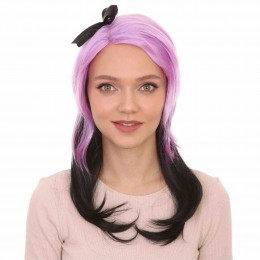 Womens Purple Black Cheerleader Wig Party Fancy Cosplay Halloween Wig  Womens Purple Black Cheerleader Wig Party Fancy Cosplay Halloween Wig