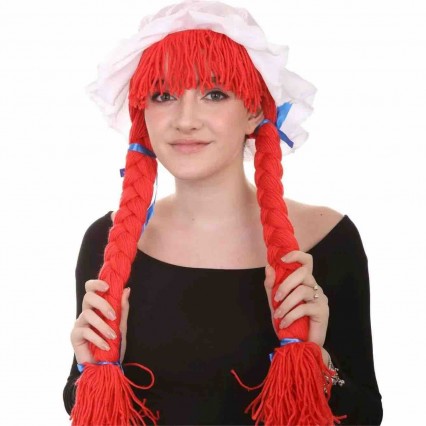Red Hair Doll Style Long Braid Cosplay Party Wig Rag Doll Wig Halloween Party Fancy Hand Made Wig Funny Makeup Party Props Red Hair Doll Style Long Braid Cosplay Party Wig Rag Doll Wig Halloween Party Fancy Hand Made Wig Funny Makeup Party Props