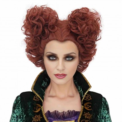 Short Curly Copper Red Heart Shaped Halloween Witch Costume Accessory Wigs for Party Cosplay Short Curly Copper Red Heart Shaped Halloween Witch Costume Accessory Wigs for Party Cosplay