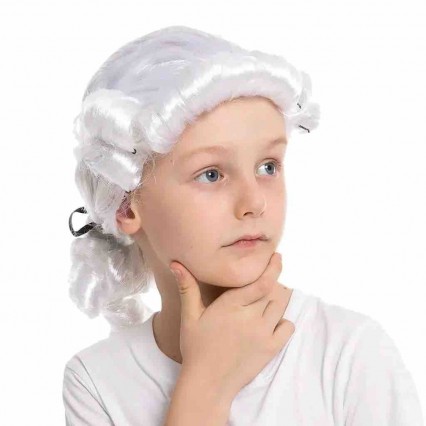 White Colonial George Washington Child Wig For Role Play Cosplay White Colonial George Washington Child Wig For Role Play Cosplay