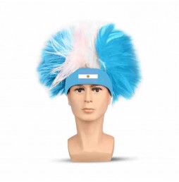 2023 New Argentina Supporter Blue Football Fan Wig Hats with Sweat Band