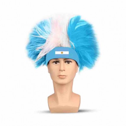 2023 New Argentina Supporter Blue Football Fan Wig Hats with Sweat Band 2023 New Argentina Supporter Blue Football Fan Wig Hats with Sweat Band