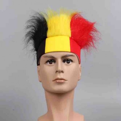 Belgium soccer wig fashion hot selling promotional hairy headband spirit hair headband fans headband Belgium soccer wig fashion hot selling promotional hairy headband spirit hair headband fans headband