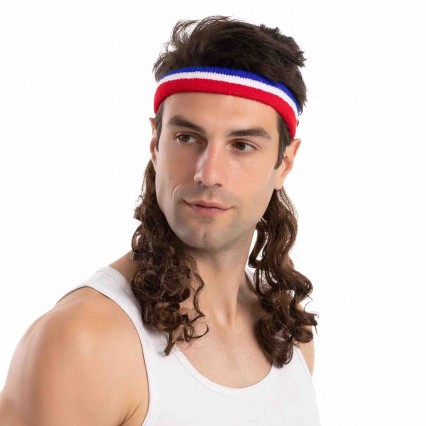 Brown Mullet Wig Set with Headband and Wig Cap for Men Halloween Wig Cosplay Party Accessories Brown Mullet Wig Set with Headband and Wig Cap for Men Halloween Wig Cosplay Party Accessories
