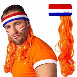 China factory custom cheap football fans wigs 80s blue mullet wig with band  China factory custom cheap football fans wigs 80s blue mullet wig with band
