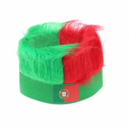 Custom factory Flag fans wig Portugal football Head Cap with wig European Cup cheer decoration fans wig  Custom factory Flag fans wig Portugal football Head Cap with wig European Cup cheer decoration fans wig