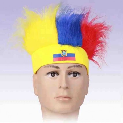 Custom Football Rugby Competition Ecuador Flag Color Fans Wigs Soccer Match Cheering Props Fan Wig Accessories Custom Football Rugby Competition Ecuador Flag Color Fans Wigs Soccer Match Cheering Props Fan Wig Accessories