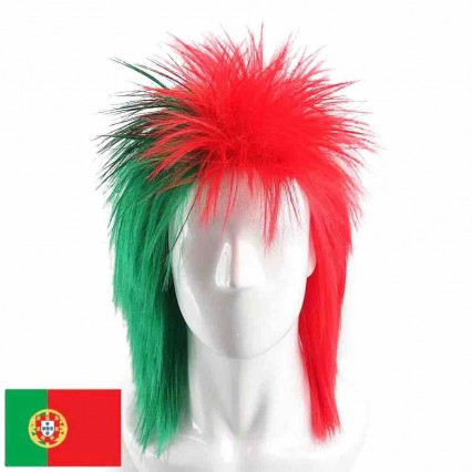 Custom Morocco Portugal flag color fan wig football rugby explosive head wear fans wigs hats cheering props Custom Morocco Portugal flag color fan wig football rugby explosive head wear fans wigs hats cheering props