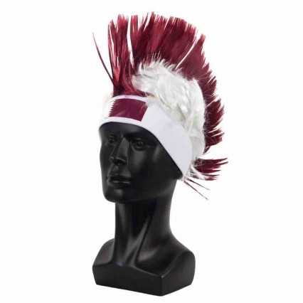 Factory custom WK 2023 Qatar football fans supporter cockscomb hat crazy mohawk wig with headband Factory custom WK 2023 Qatar football fans supporter cockscomb hat crazy mohawk wig with headband
