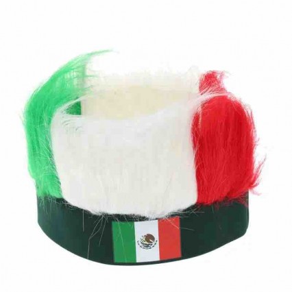 Factory wholesale cheap price gift Mexico football fans article hair wig cap with headband Factory wholesale cheap price gift Mexico football fans article hair wig cap with headband
