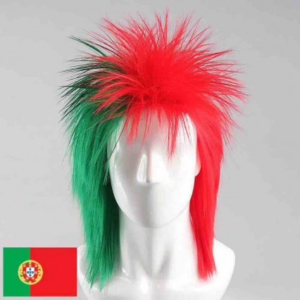 Portugal Football Fans wig sports decoration Caps Hats Portugal Mohawk Wig Soccer Game Head wear Hair Afro wig tattoo Portugal Football Fans wig sports decoration Caps Hats Portugal Mohawk Wig Soccer Game Head wear Hair Afro wig tattoo