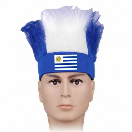 Soccer Football uruguay flag color fans wigs cheerleading party supplies cheering props football fan wig hat Soccer Football uruguay flag color fans wigs cheerleading party supplies cheering props football fan wig hat