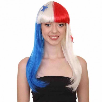 U.S.A Korea Netherlands NewZealand Football Soccer Rugby Fans Headband Wigs Red White Blue Fan Wig Accessory U.S.A Korea Netherlands NewZealand Football Soccer Rugby Fans Headband Wigs Red White Blue Fan Wig Accessory
