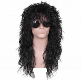 70s 80s Rocker Mullet Party Funny Wig Men Long Curly Brown Gradient White Wig  70s 80s Rocker Mullet Party Funny Wig Men Long Curly Brown Gradient White Wig