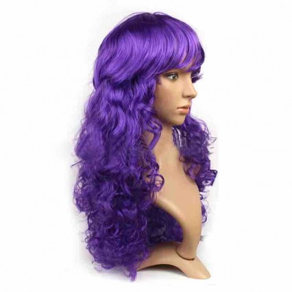 Adult Long Curly Purple Pop Star Halloween Costume Wig Party Costume Accessory Adult Long Curly Purple Pop Star Halloween Costume Wig Party Costume Accessory
