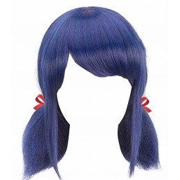 Anime Ladybug Cosplay Wig For Girls Women Blue Hair With Red Rope Stage Performance Black Cat Dress Up Wigs  Anime Ladybug Cosplay Wig For Girls Women Blue Hair With Red Rope Stage Performance Black Cat Dress Up Wigs