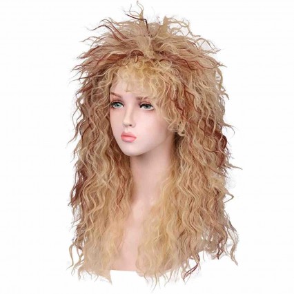 Brown Cosplay Wig 80s 60s 70s Theme Party Rocker Mullet Wig for Women Punk rock long curly wig Brown Cosplay Wig 80s 60s 70s Theme Party Rocker Mullet Wig for Women Punk rock long curly wig