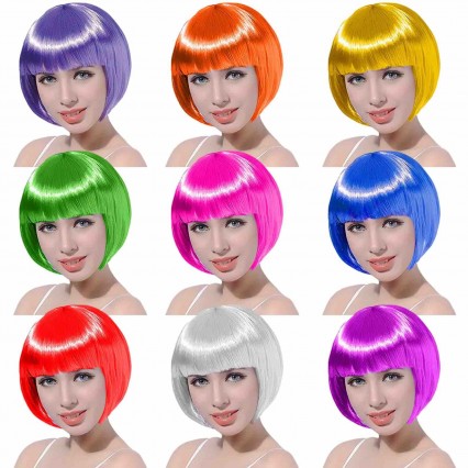 Cheap Colors Fancy Dress Costume Short Bob Synthetic Carnival/Halloween Party Wigs Cheap Colors Fancy Dress Costume Short Bob Synthetic Carnival/Halloween Party Wigs