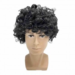 Custom black color short curly wigs synthetic hair wig Sam Bankman Fried style cosplay wig for men  Custom black color short curly wigs synthetic hair wig Sam Bankman Fried style cosplay wig for men